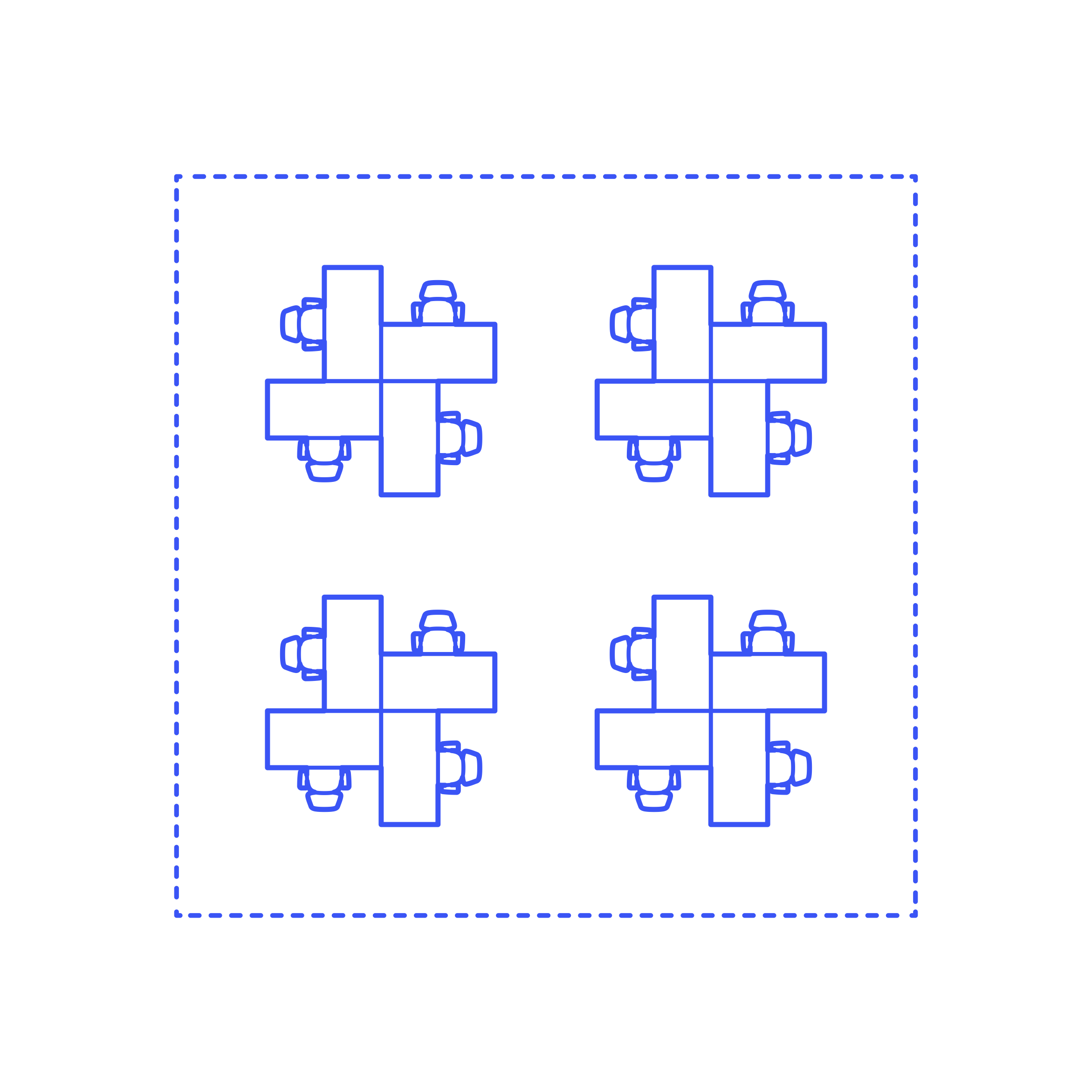 Layouts Open Offices Clusters Pinwheel Editable Svg Line Art Free Vectors
